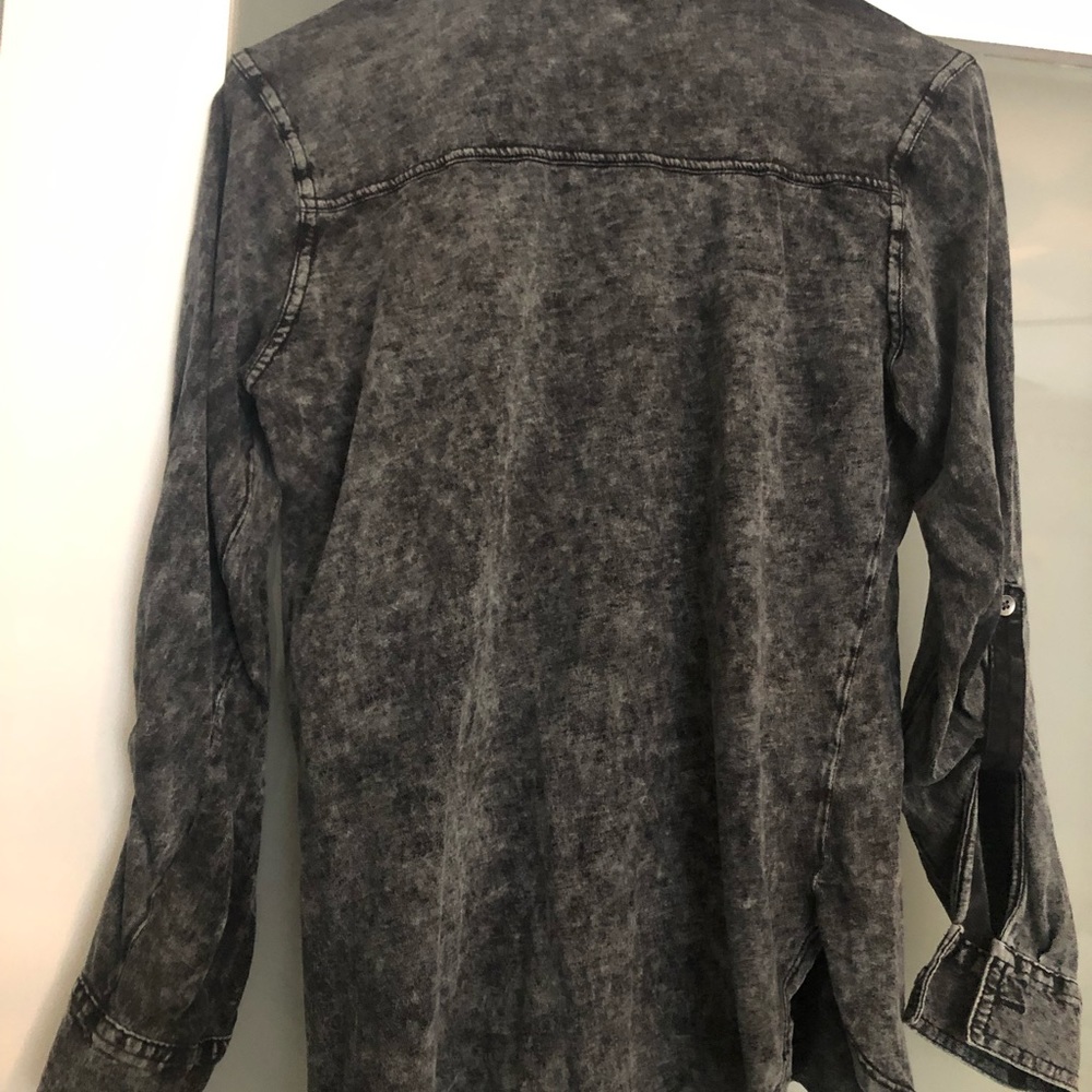 Gray Denim Button Down Lightweight Jean Shirt - image 2